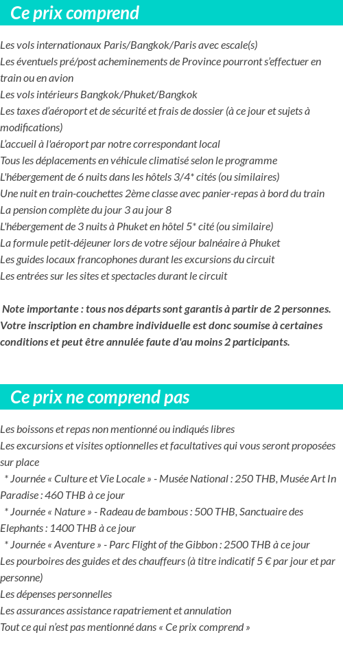 Conditions tarifaires