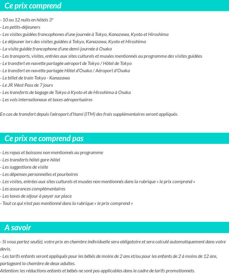 Conditions tarifaires