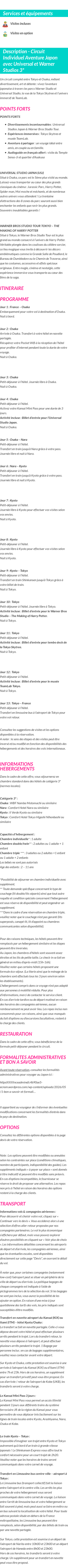 Détails du séjour