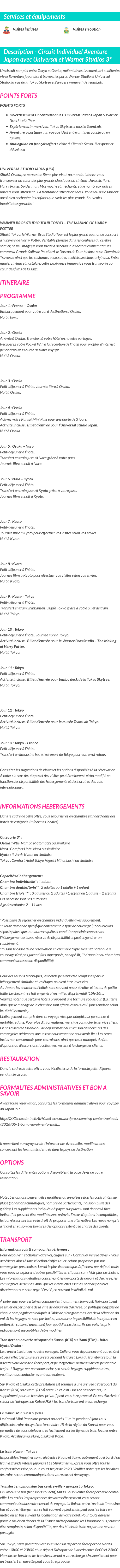 Détails du séjour