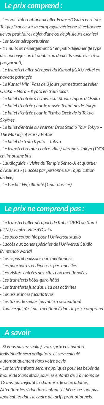 Conditions tarifaires