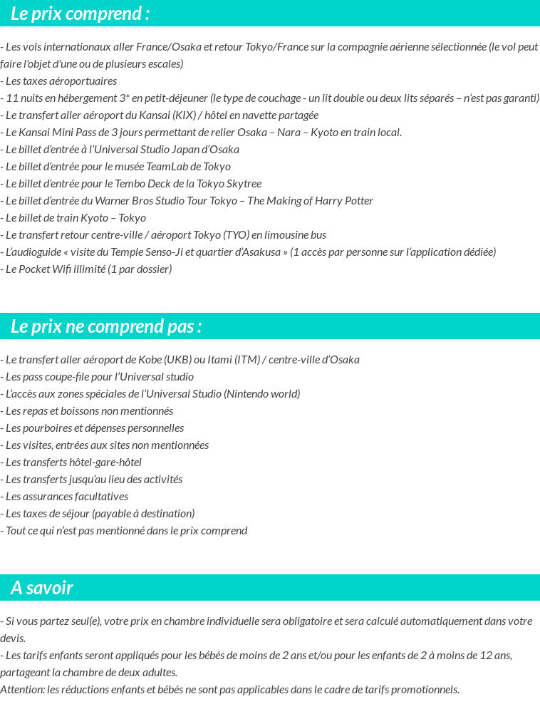 Conditions tarifaires