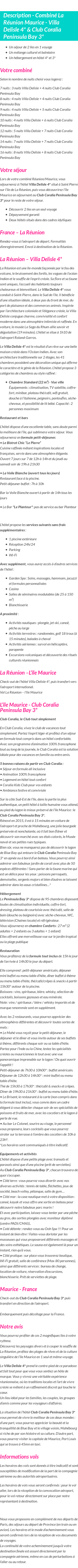 Détails du séjour