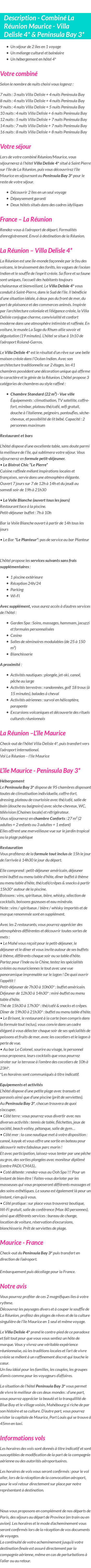 Détails du séjour