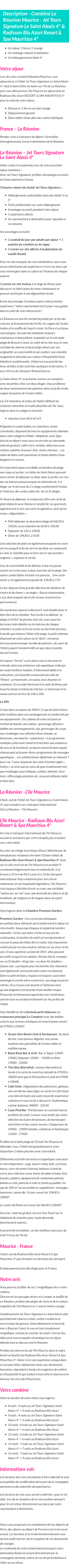 Détails du séjour