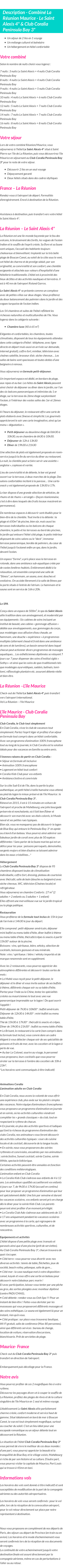 Détails du séjour