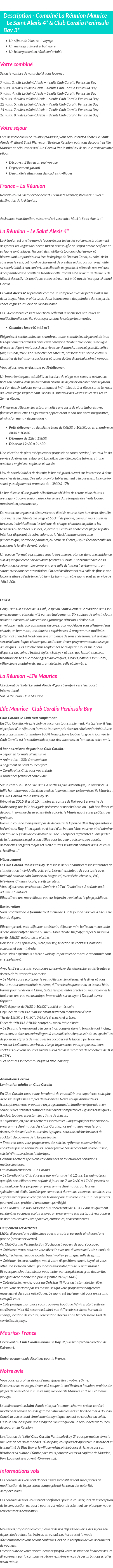 Détails du séjour