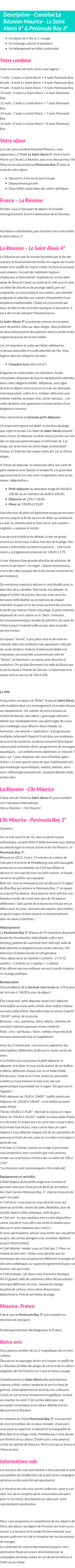 Détails du séjour