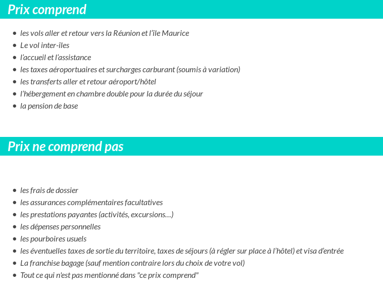 Conditions tarifaires