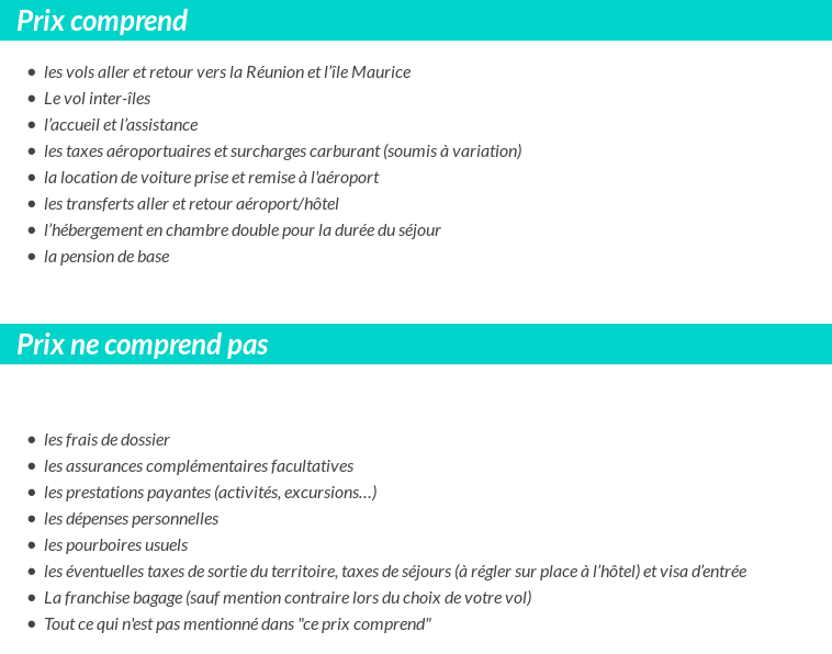 Conditions tarifaires