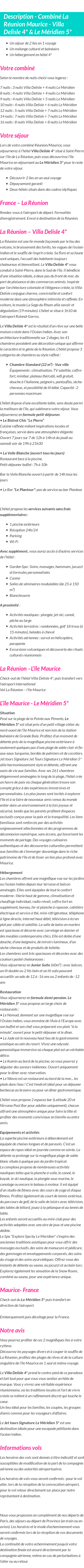 Détails du séjour