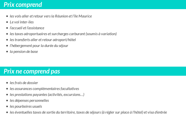Conditions tarifaires