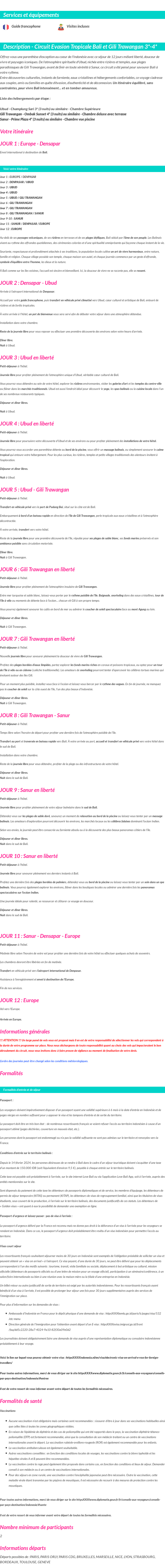 Détails du séjour