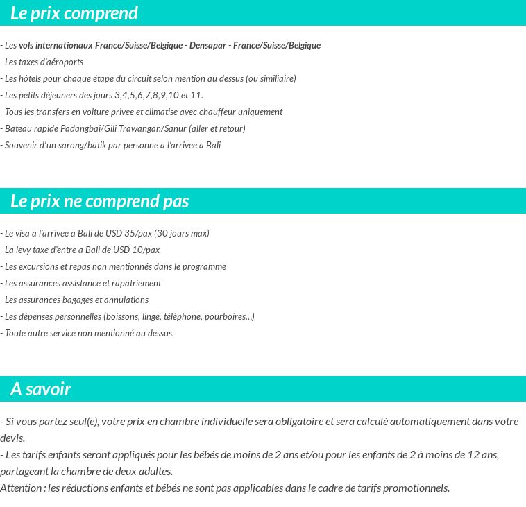 Conditions tarifaires