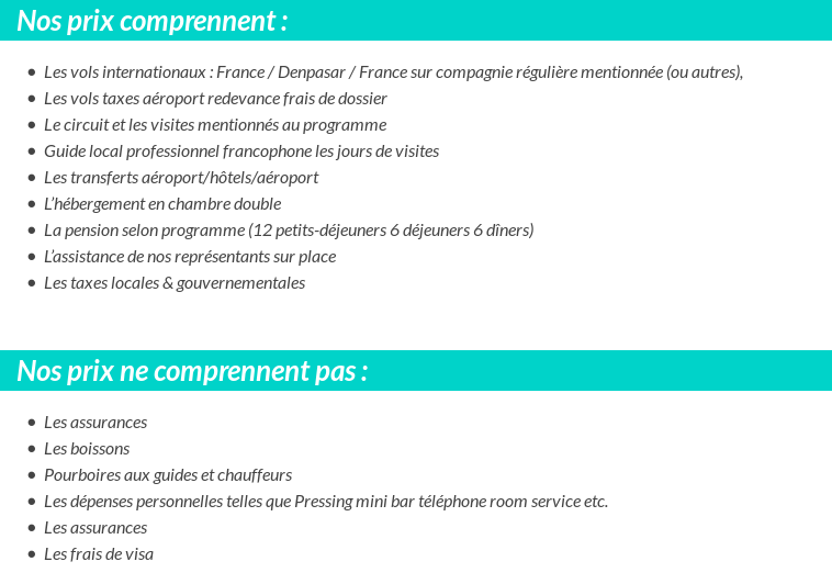 Conditions tarifaires