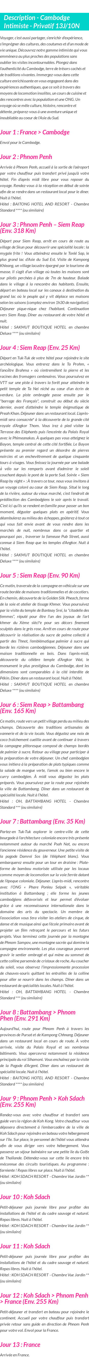 Détails du séjour