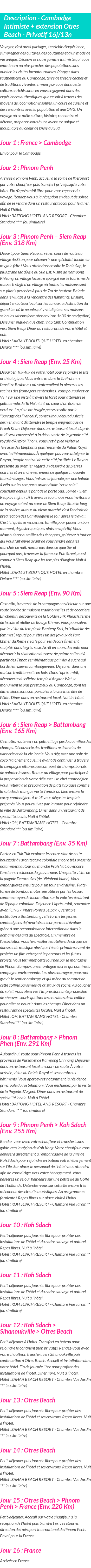 Détails du séjour