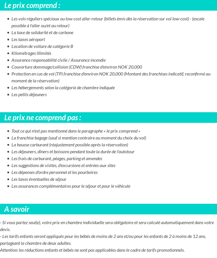 Conditions tarifaires