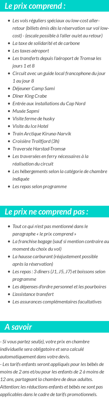 Conditions tarifaires