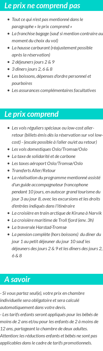 Conditions tarifaires
