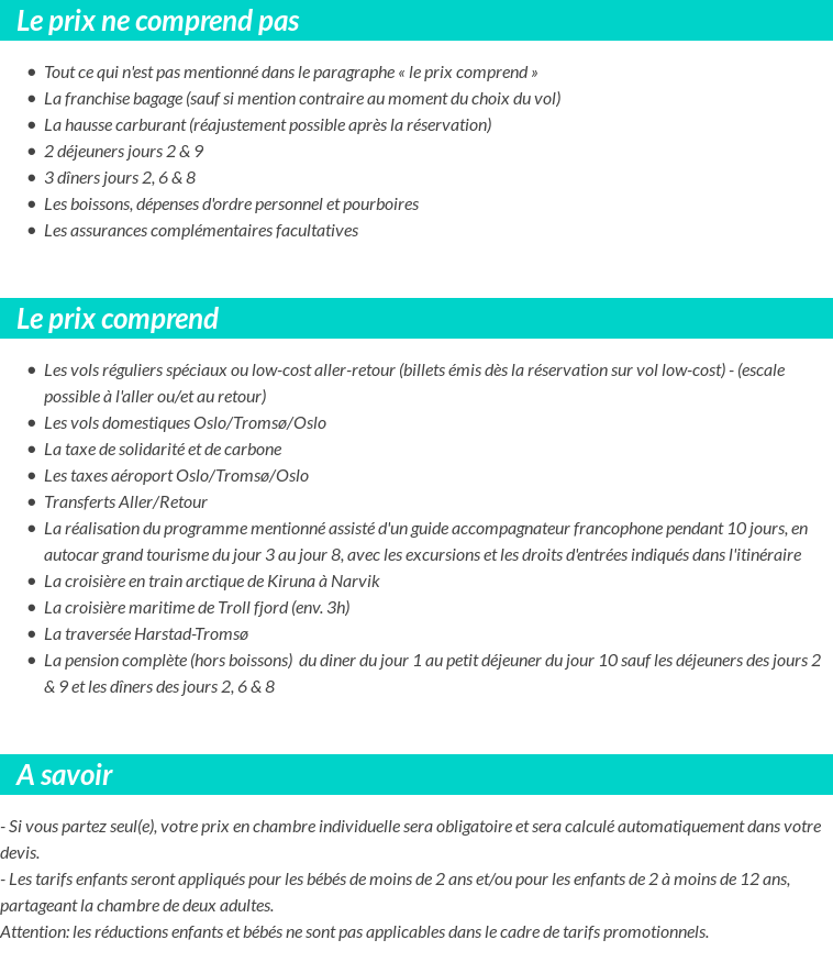 Conditions tarifaires