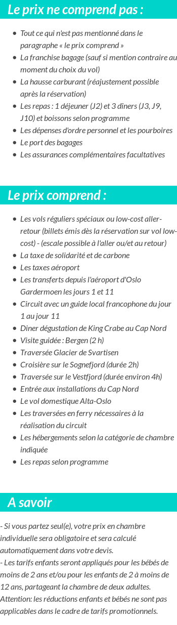 Conditions tarifaires