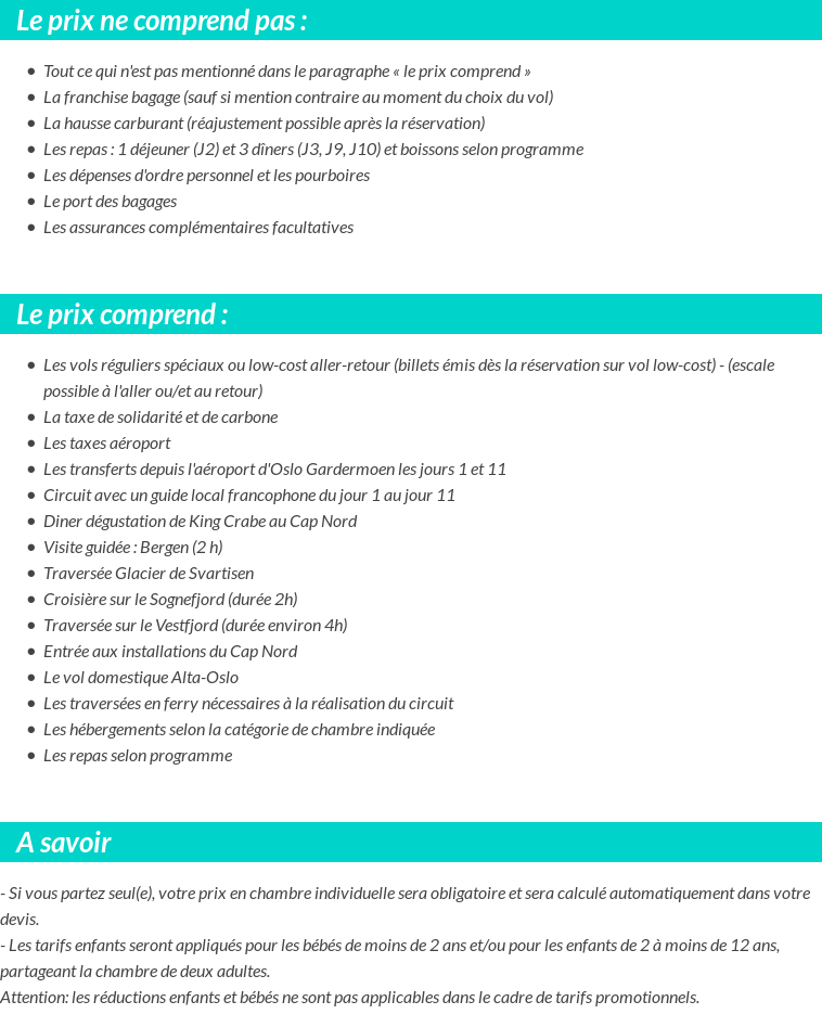 Conditions tarifaires