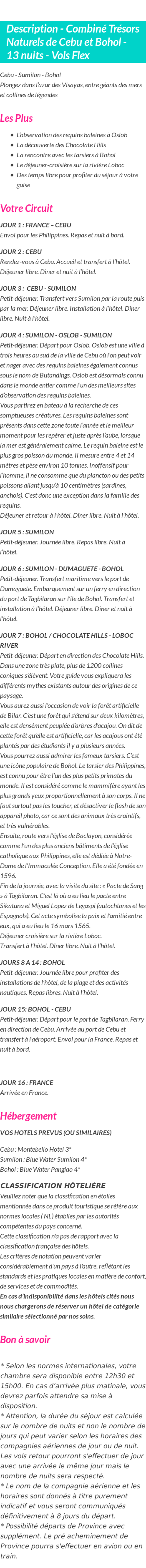 Détails du séjour