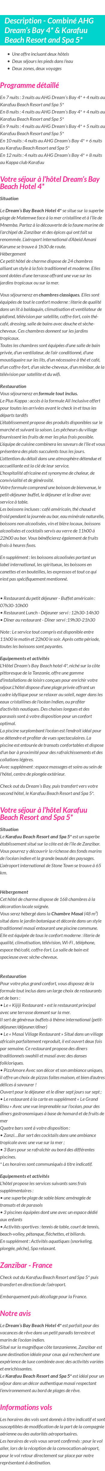 Détails du séjour