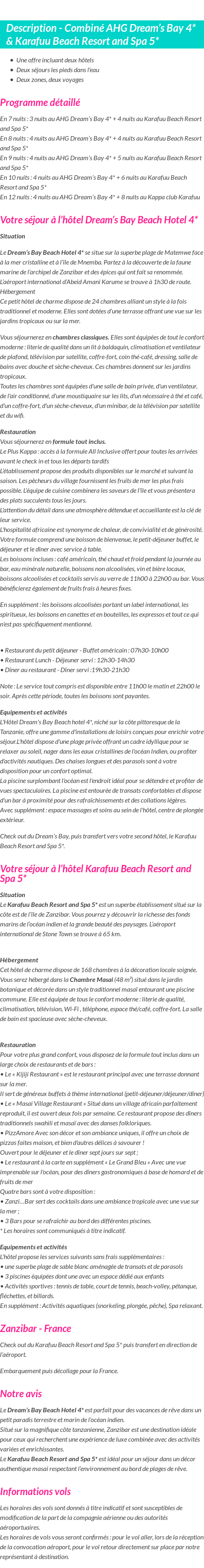Détails du séjour
