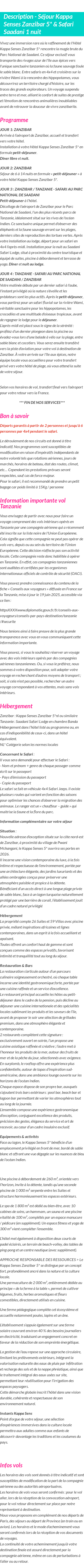 Détails du séjour