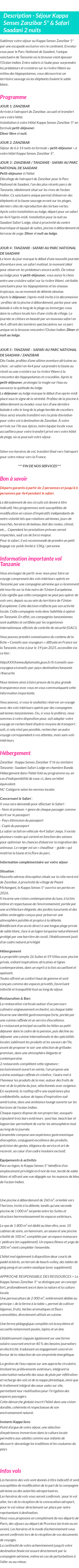 Détails du séjour