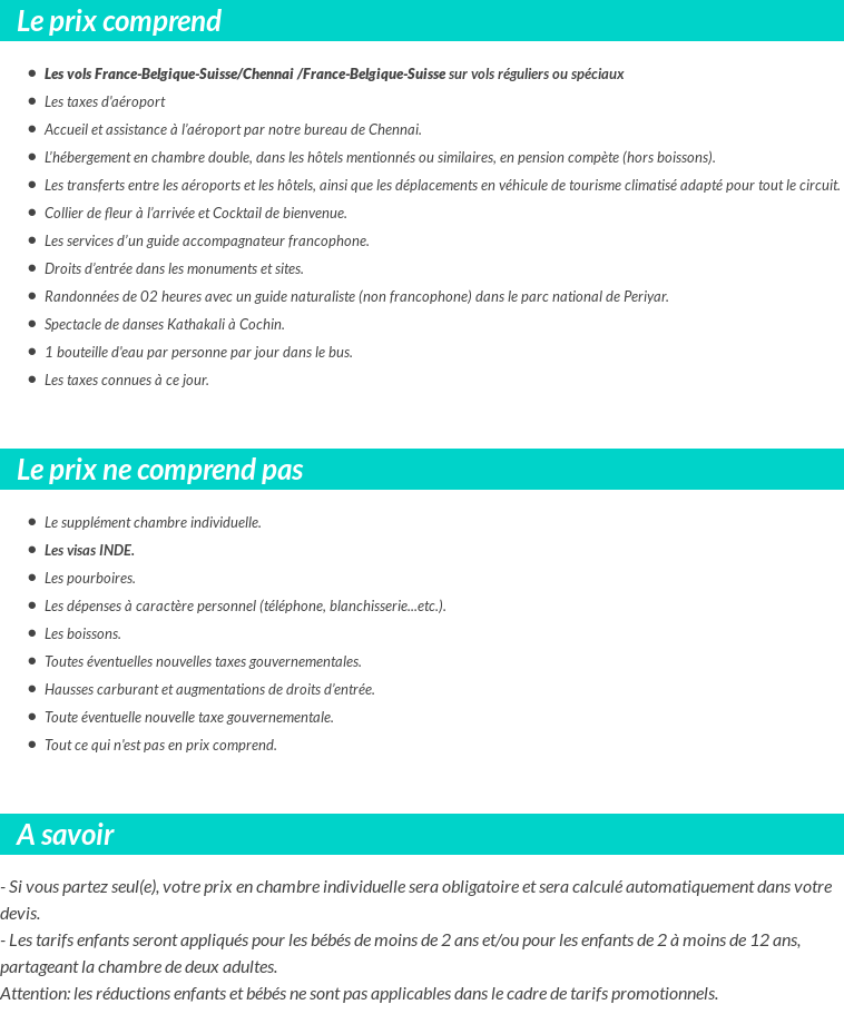 Conditions tarifaires