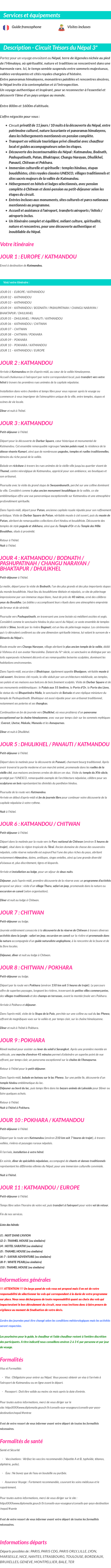Détails du séjour