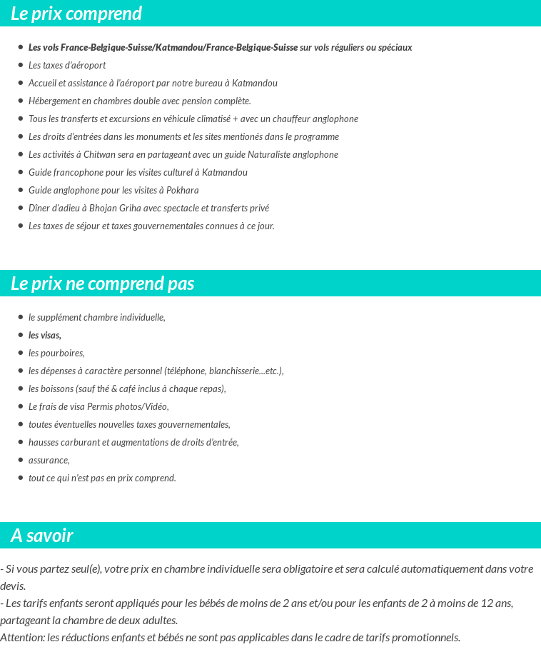 Conditions tarifaires