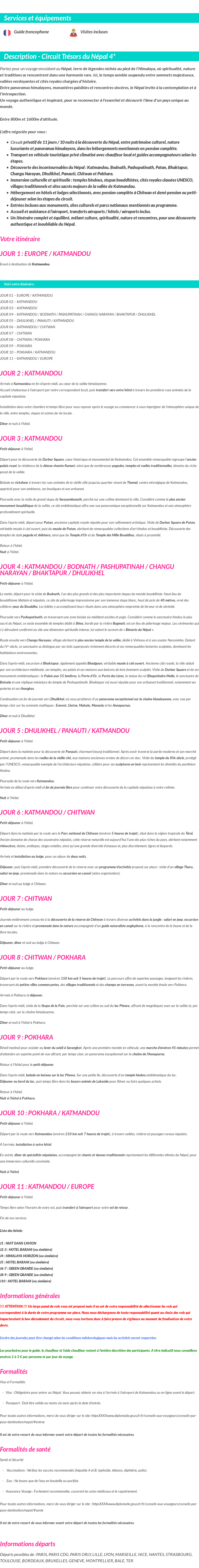 Détails du séjour