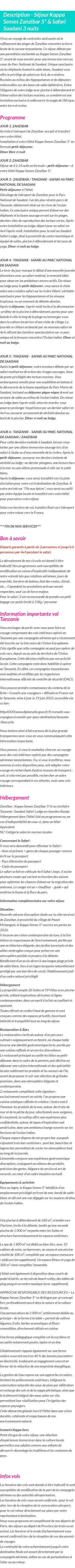 Détails du séjour