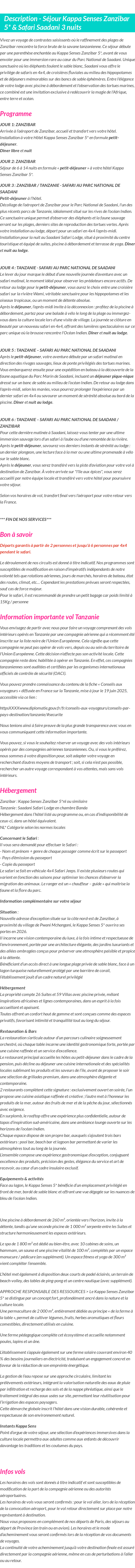 Détails du séjour