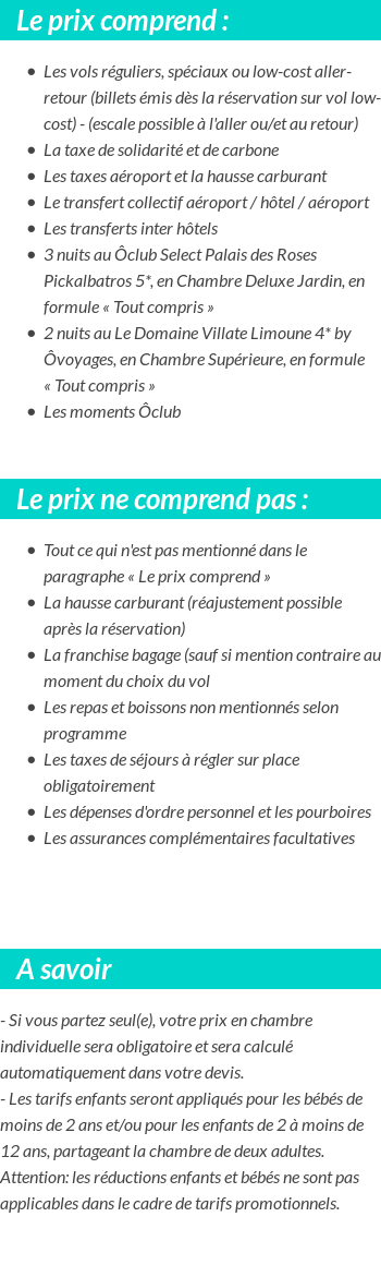 Conditions tarifaires