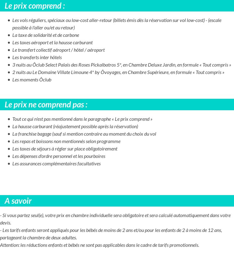 Conditions tarifaires