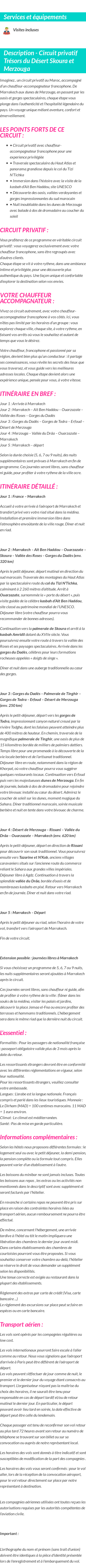 Détails du séjour