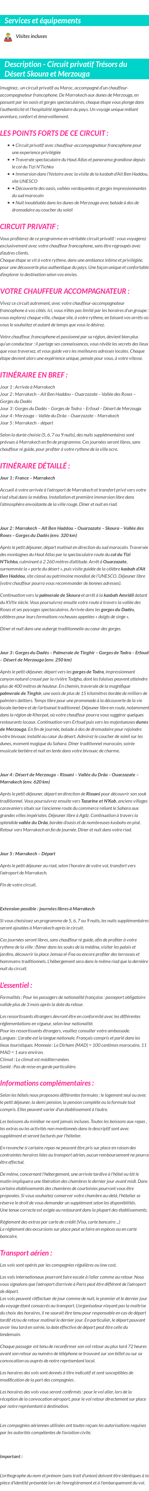 Détails du séjour