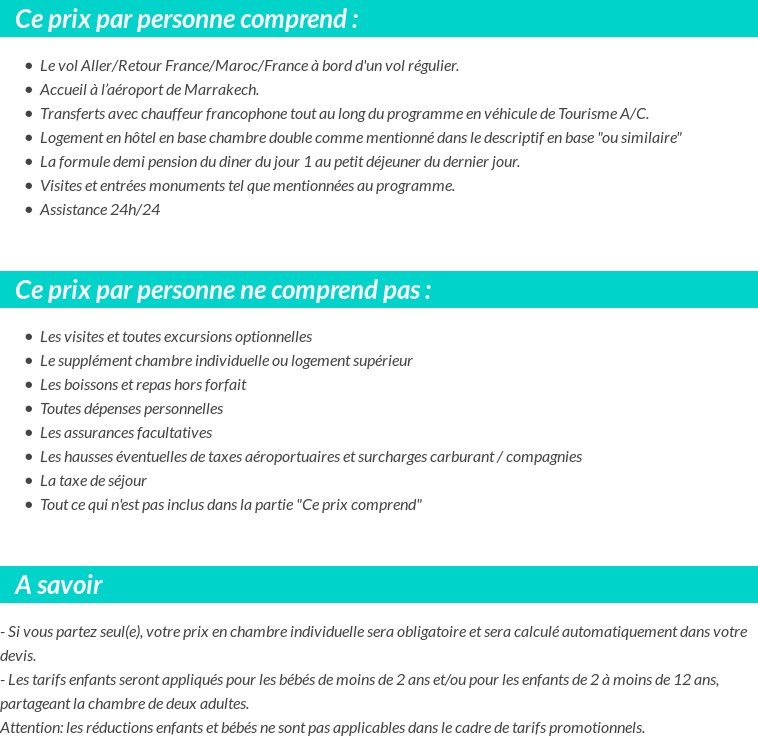 Conditions tarifaires