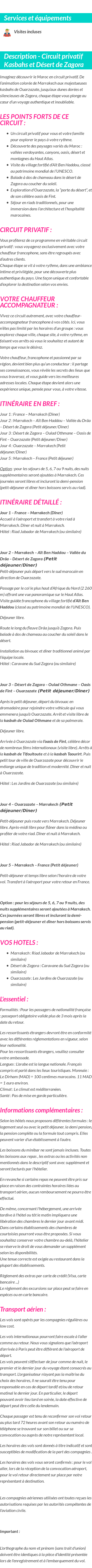 Détails du séjour