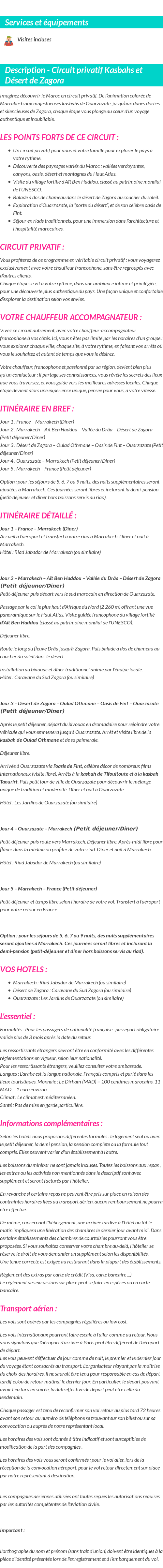 Détails du séjour