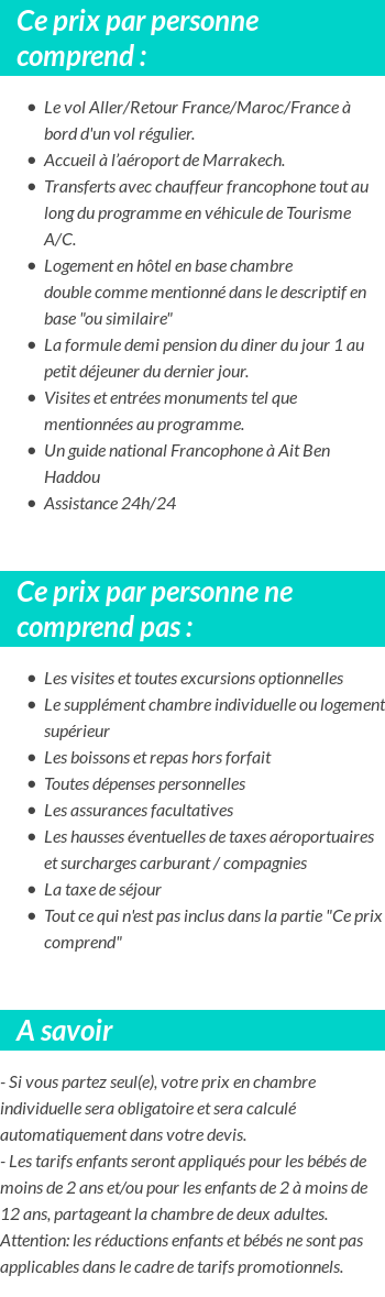 Conditions tarifaires