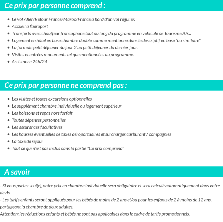 Conditions tarifaires