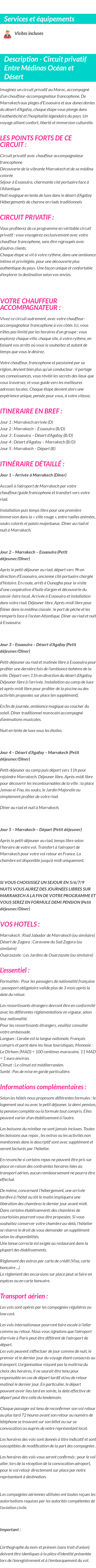 Détails du séjour