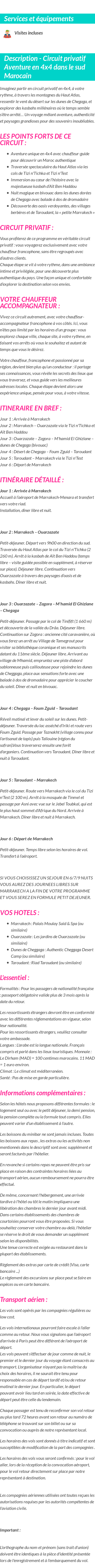 Détails du séjour