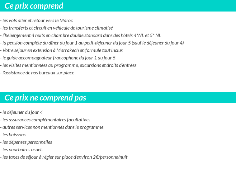 Conditions tarifaires